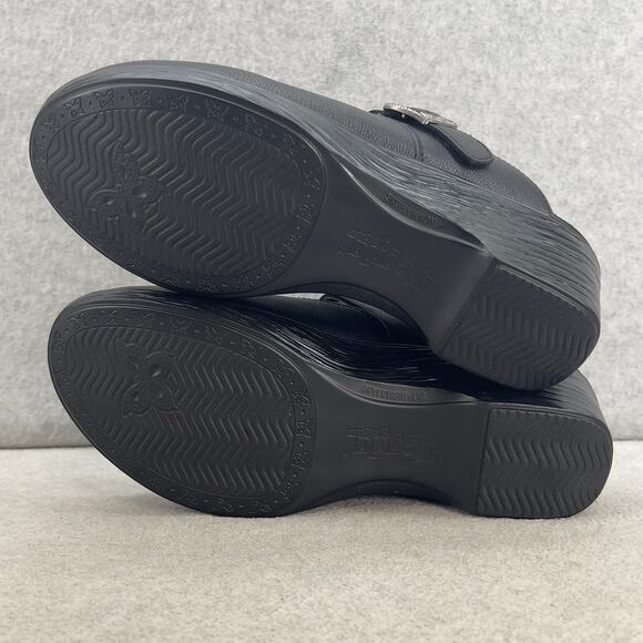 Alegria Selina -Leather Slip On Wedge Platform Clog- Black -Women 41 -NEW - Picture 8 of 11